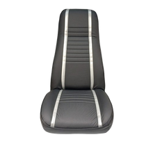 Load image into Gallery viewer, Front &amp; Rear Seat Black With Gray Stripes for Jeep CJ5 CJ7 CJ8 &amp; Wrangler YJ 1972-1995