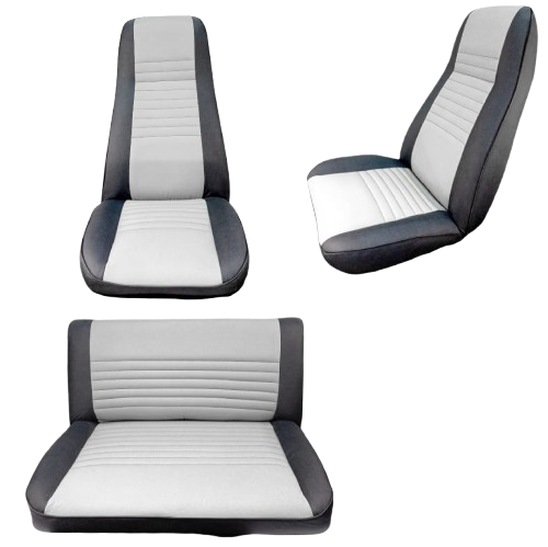 Front & Rear Seat Gray and Black for Jeep CJ5 CJ7 CJ8 & Wrangler YJ 1972-1995